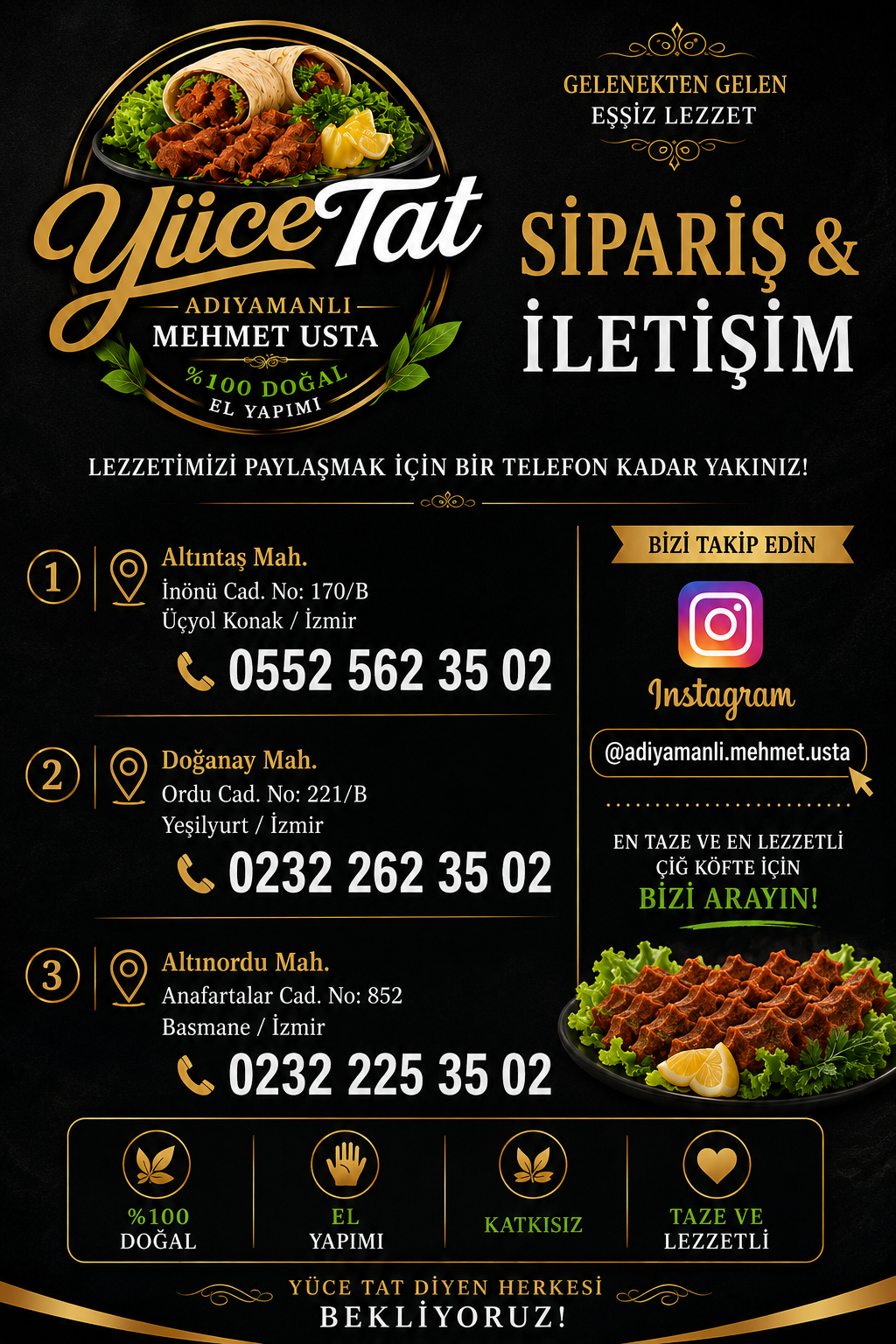Yüce Tat Sipariş ve İletişim